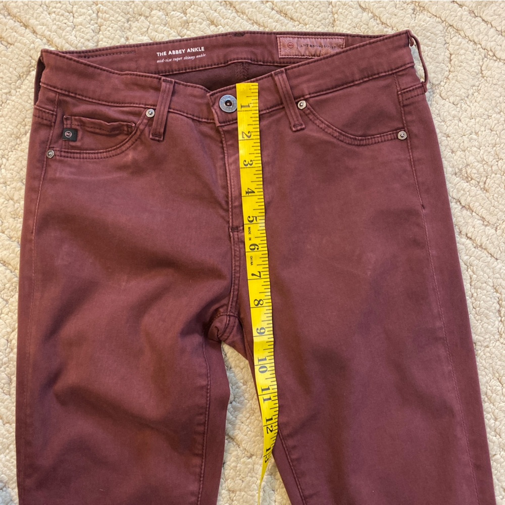 AG Adriano Goldschmied Ankle Burgundy Mid-Rise Skinny Jeans 25R - Picture 5 of 7